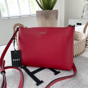 DKNY Caylin Top Zip Red Crossbody Purse Bag